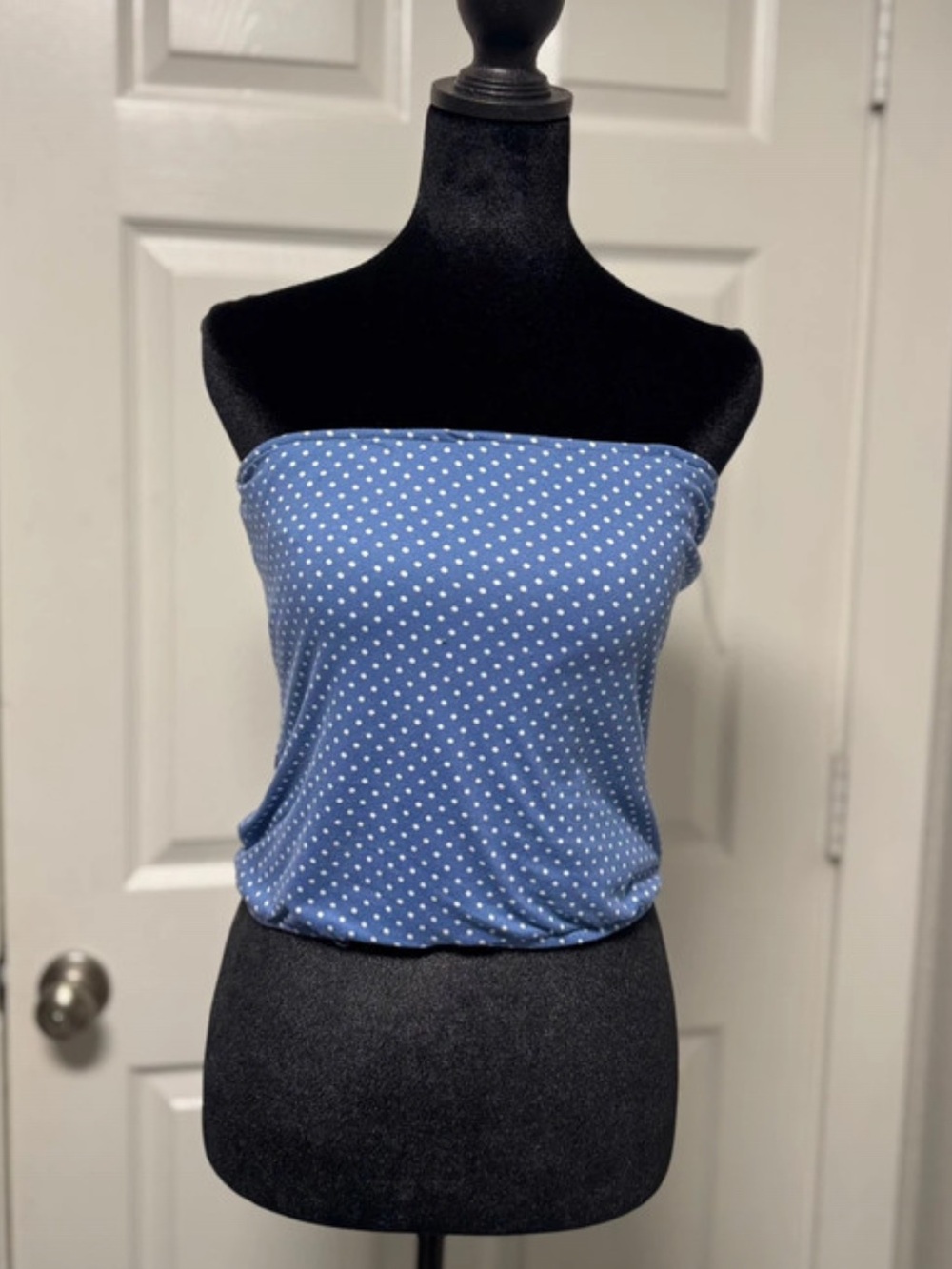 Blue Polka Dot Strapless Tube Top - Women's